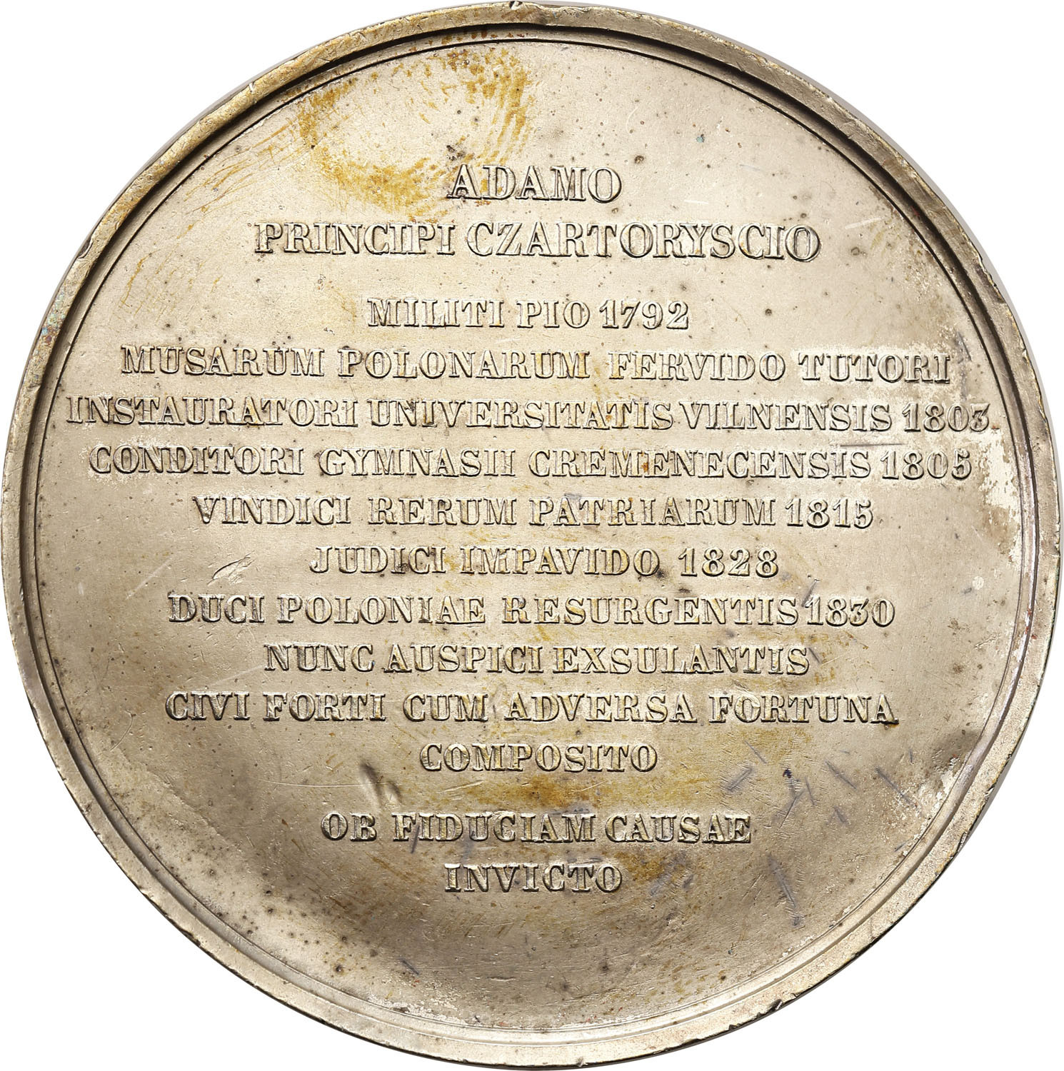 Polska. Adam książę Czartoryski medal 1847, Barre , Paryż - późniejsze wykonanie